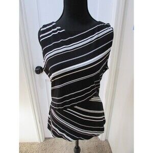 White House Black Market Women's Blouse Top Sz  M Black & Striped used